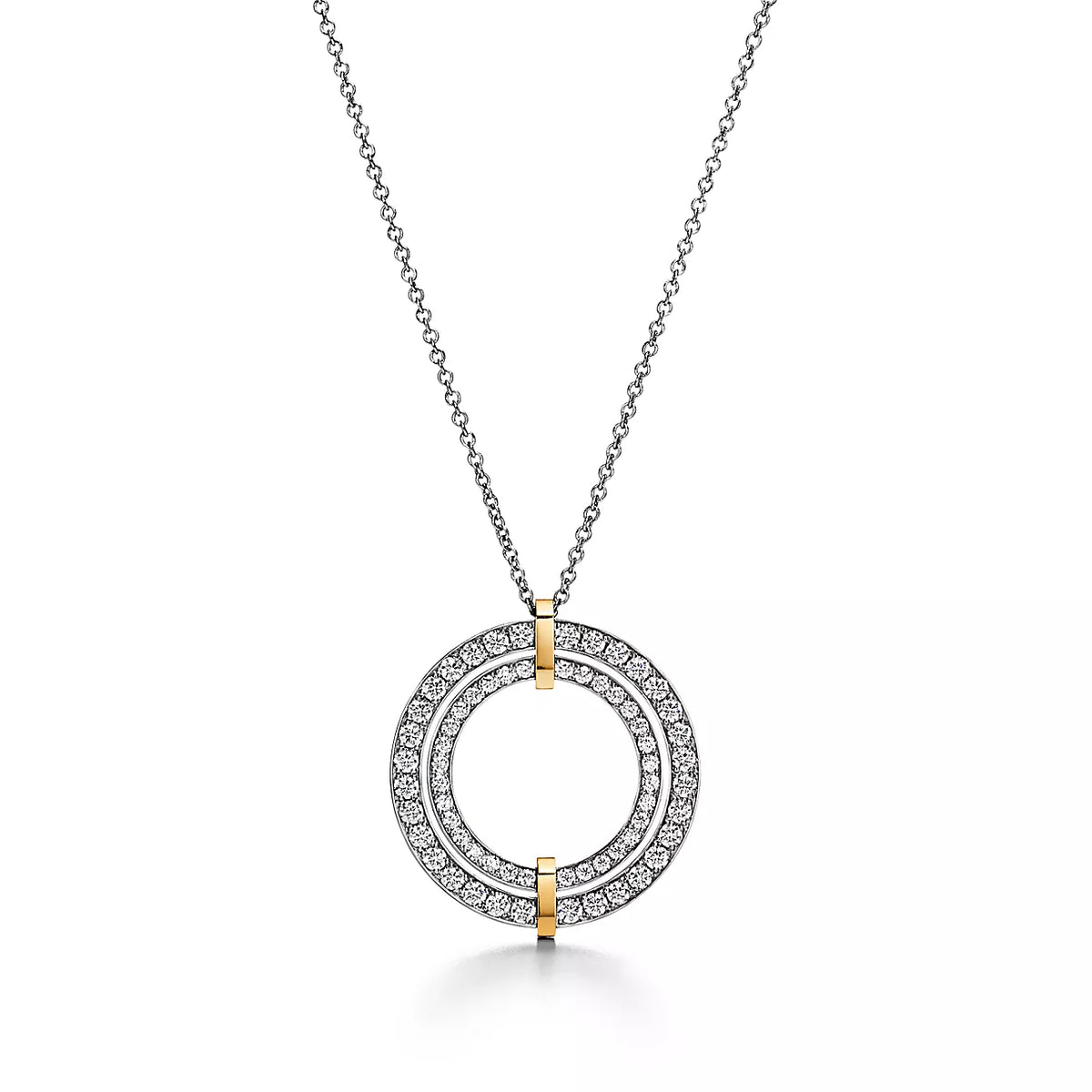 Tiffany Edge Cubic Zirconia Gold Silver Necklace